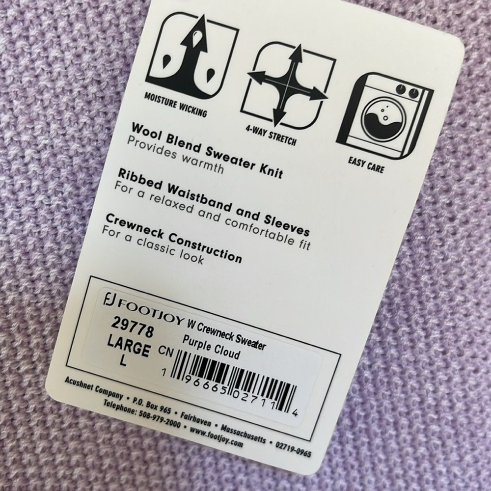 FootJoy crewneck sweater in purple cloud - Picture 7 of 12
